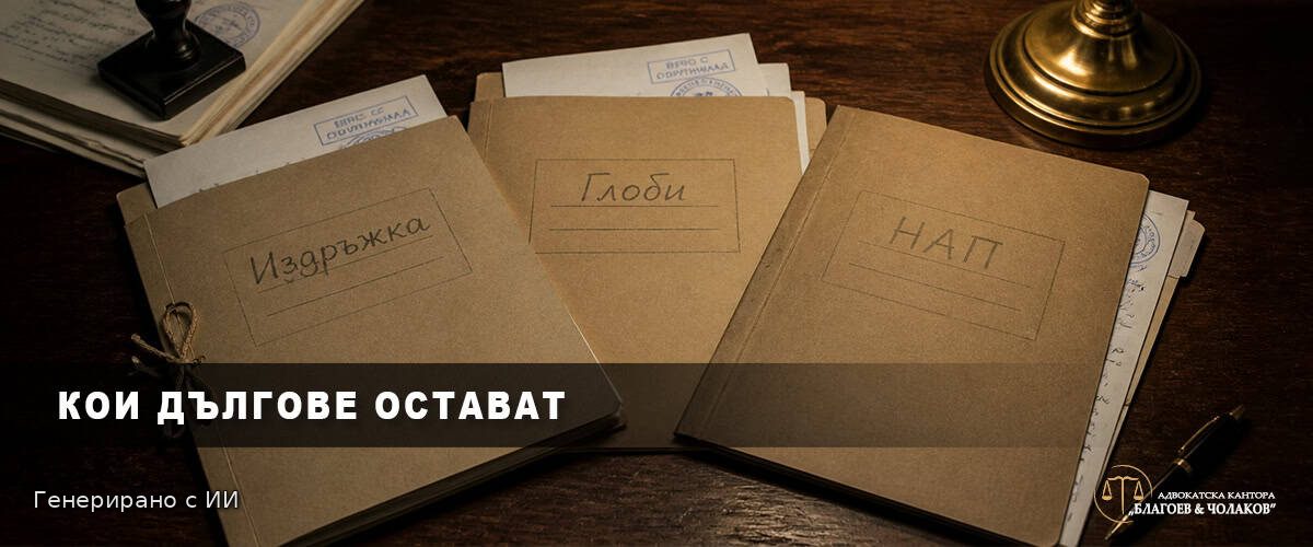 Папки с надписи Издръжка, Глоби, НАП - дългове които не се заличават с личен фалит